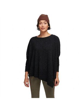 NWT - KAVU Wilhelmina black asymmetrical knit top with dolman sleeves | OSFA